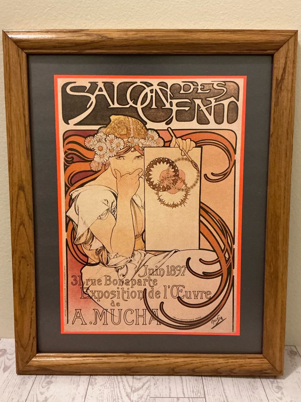 Framed Vintage Calendar Art Poster by Alphonse Mucha